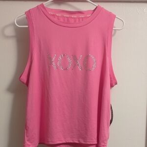 XOXO Hot Pink Rhinestone Logo Muscle Tank